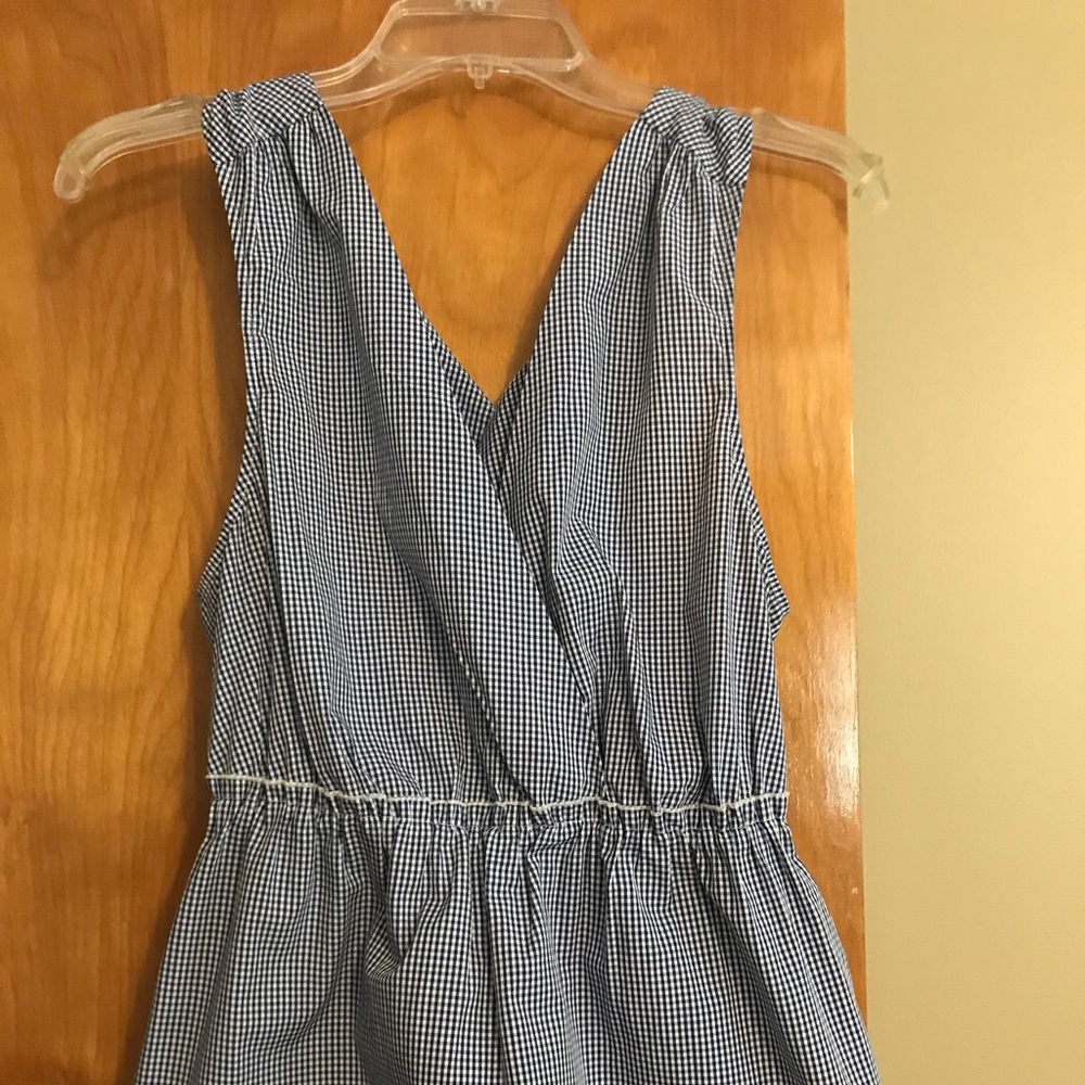 Blue/White Gingham Peplum Top